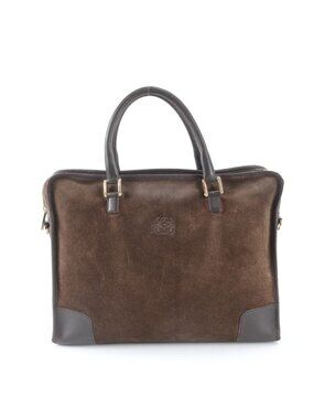 Loewe Amazona Leather Business Briefcase Tote Bag Brown